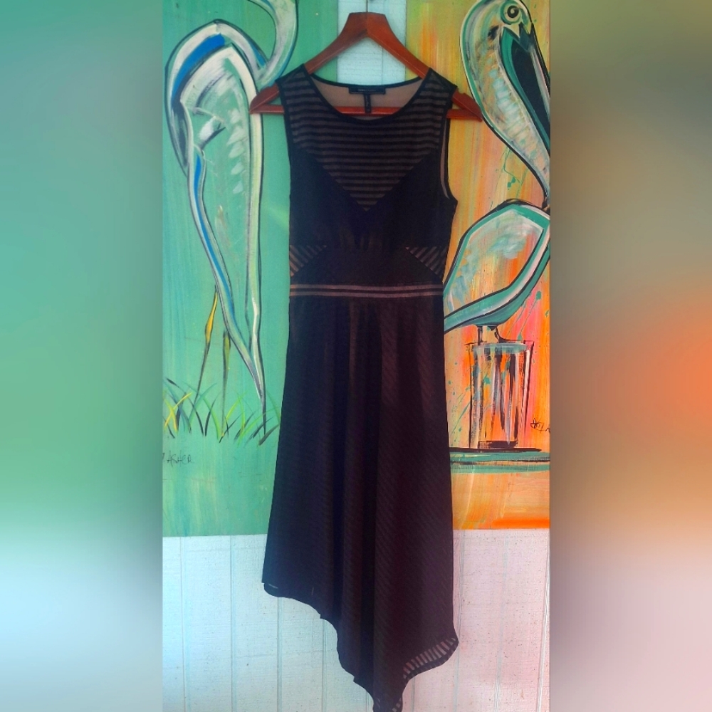 BCBG MaxAzria black formal gown dress wedding prom chevron size xs 0 small